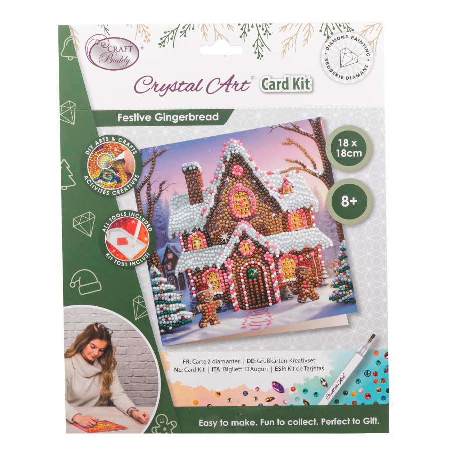 Festive Gingerbread Crystal Art Card 18x18 pack