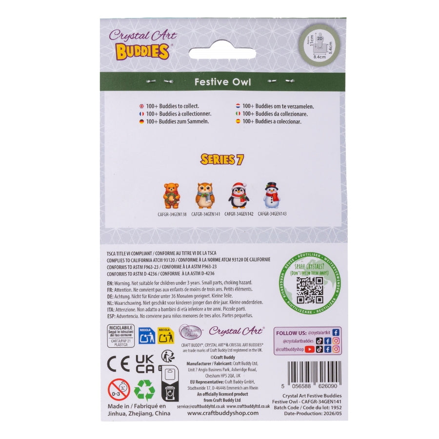 Festive Owl Crystal Art Festive Buddies Kit Series 7