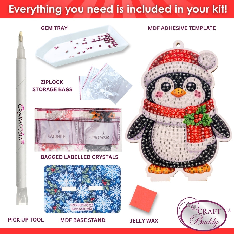 Festive Penguin Crystal Art Festive Buddies Kit Series 7