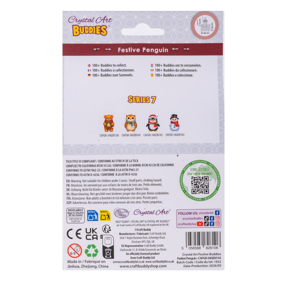Festive Penguin Crystal Art Festive Buddies Kit Series 7