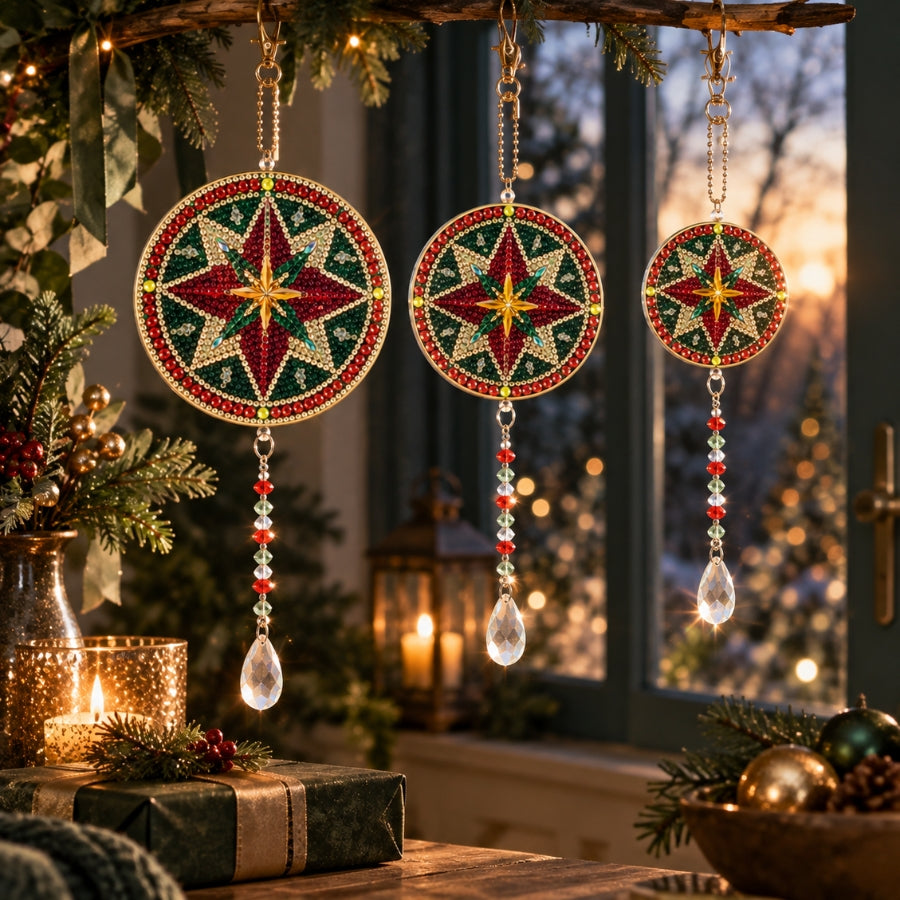 Festive Radiance Crystal Art Hanging Decoration Kit Set of 3