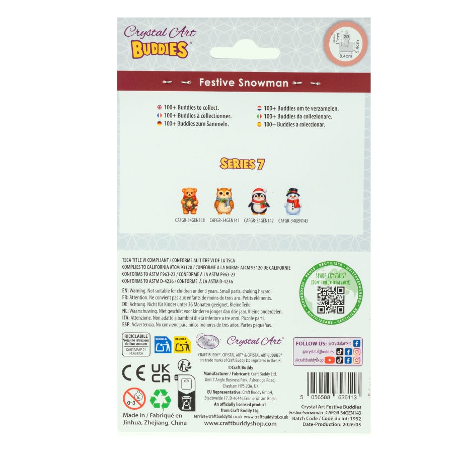 Festive Snowman Crystal Art Festive Buddies Kit Series 7