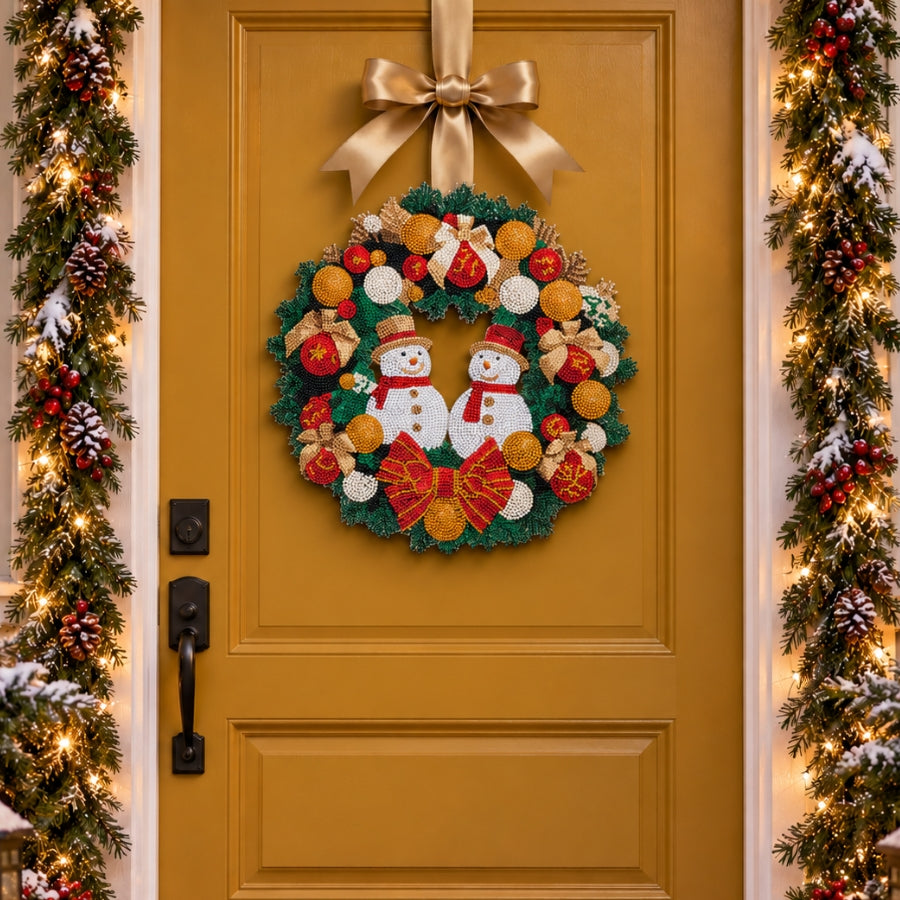 Festive Snowmen Crystal Art Wreath Kit