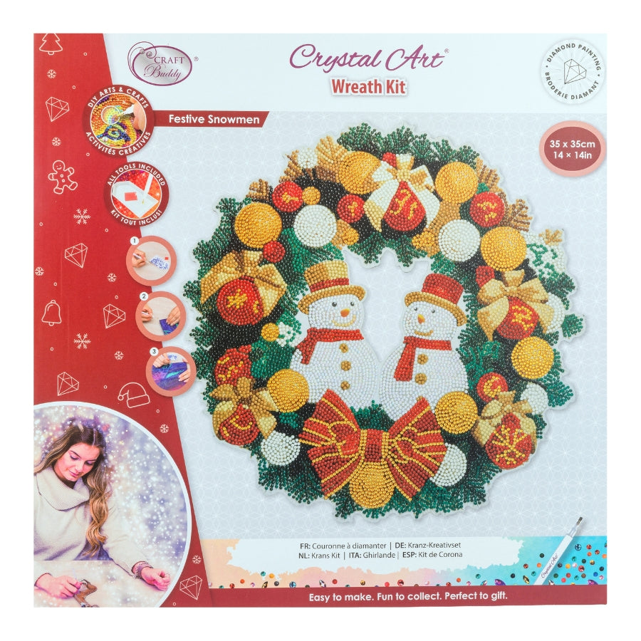 Festive Snowmen Crystal Art Wreath Kit