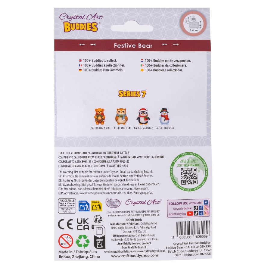 Festive Bear Crystal Art Festive Buddies Kit Series 7