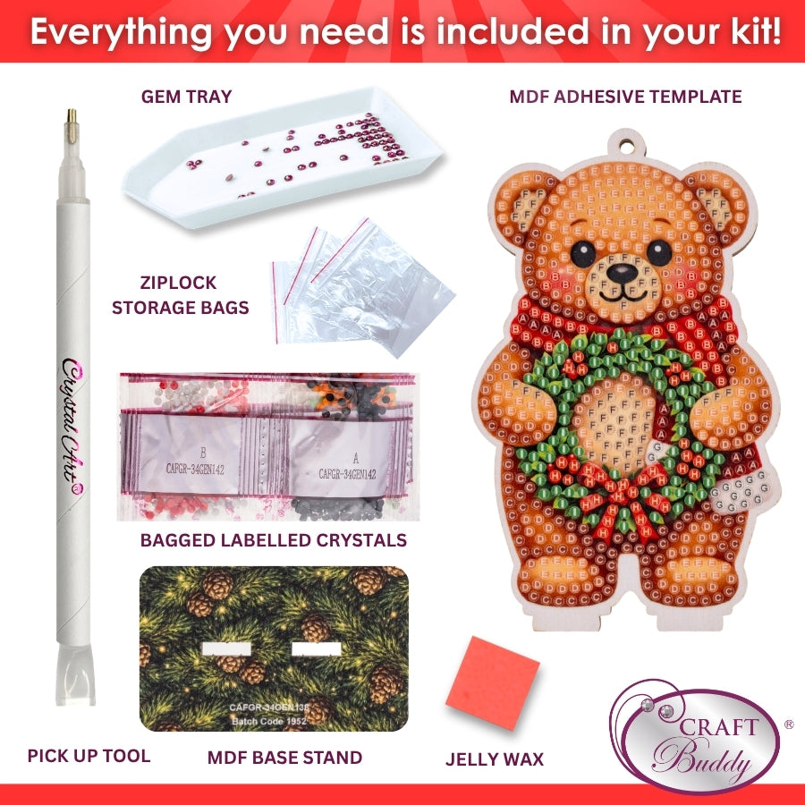 Festive Bear Crystal Art Festive Buddies Kit Series 7