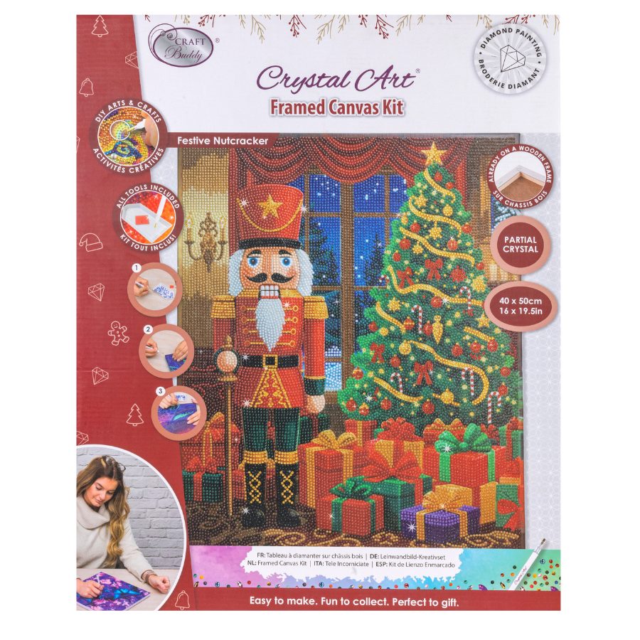 Festive Nutcracker Crystal Art Canvas Kit 40x50cm