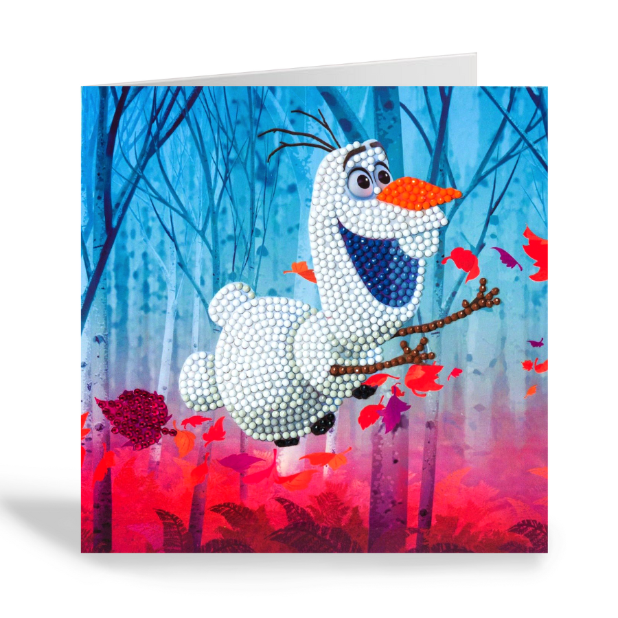 CCK-DNY801: Floating Olaf, 18x18cm Crystal Art Card