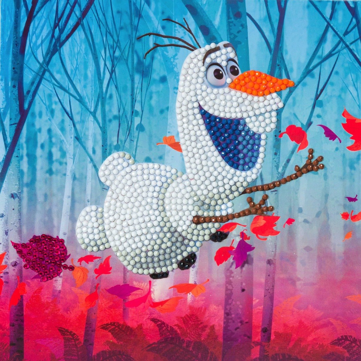 CCK-DNY801: Floating Olaf, 18x18cm Crystal Art Card