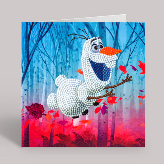 CCK-DNY801: Floating Olaf, 18x18cm Crystal Art Card