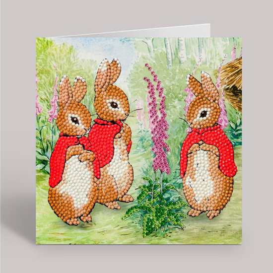 CCK-PRBT03: The Flopsy Bunnies 18x18cm Crystal Art Card