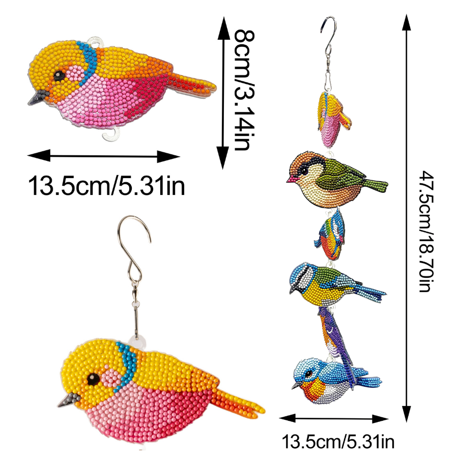 Garden Birds Crystal Art Hanging Decoration Kit Set of 2