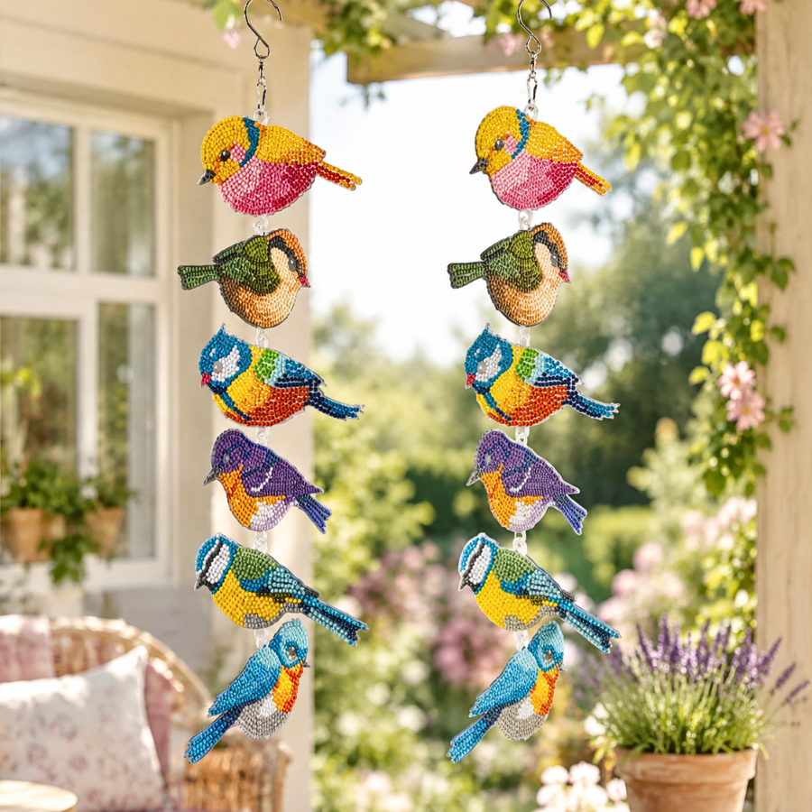 Garden Birds Crystal Art Hanging Decoration Kit Set of 2