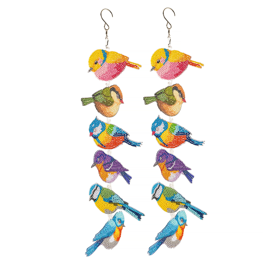 Garden Birds Crystal Art Hanging Decoration Kit Set of 2