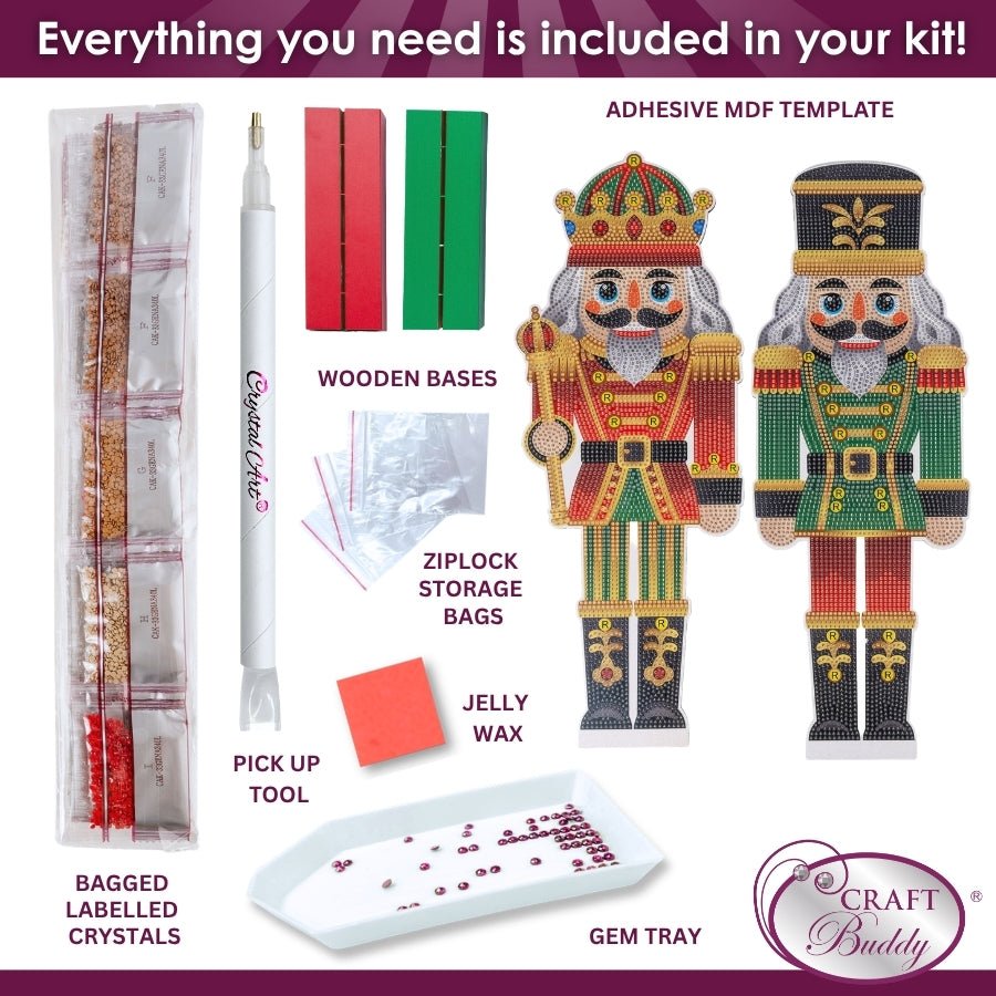 Giant Nutcrackers Crystal Art Decoration Kit Set of 2