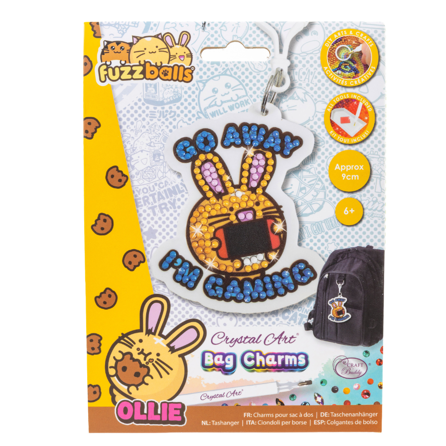 Go Away I'm Gaming Crystal Art Bag Charm Kit Fuzzballs