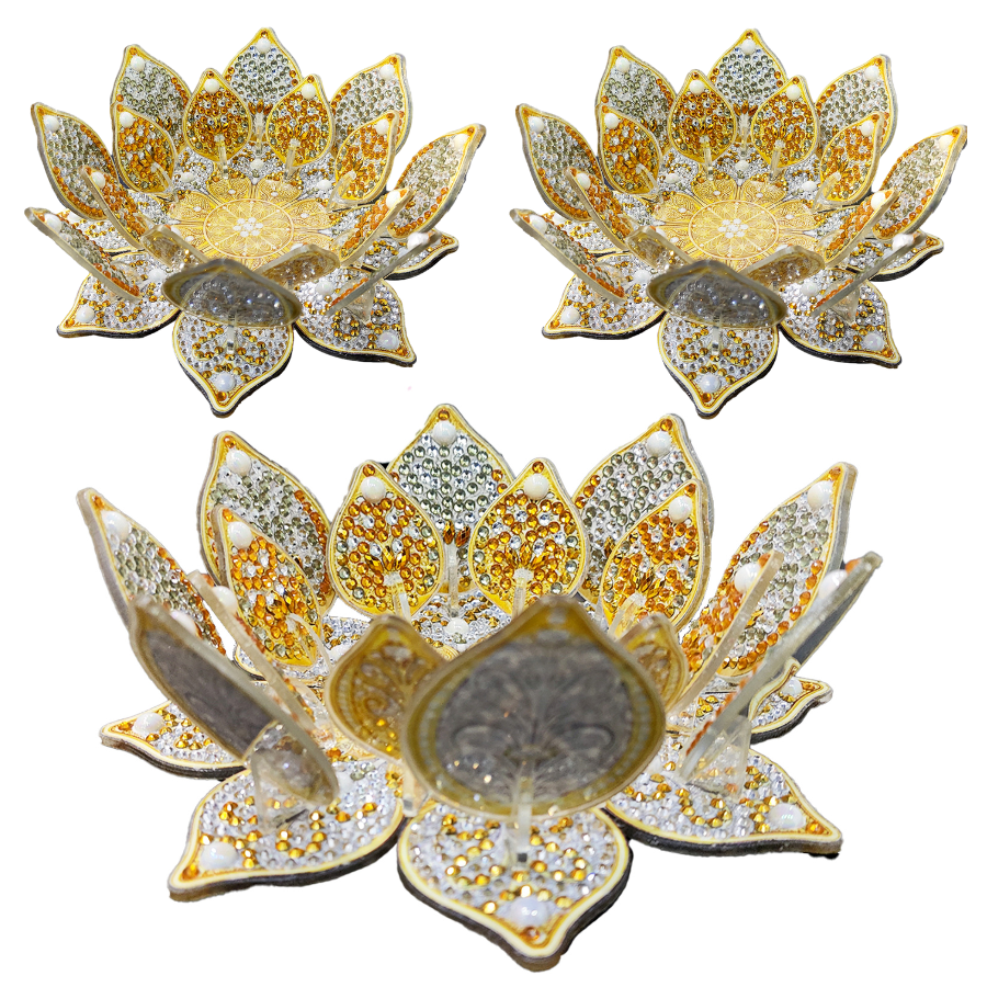 Golden Lotus Crystal Art 3D Candle Holder Kit
