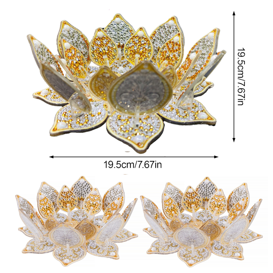 Golden Lotus Crystal Art 3D Candle Holder Kit