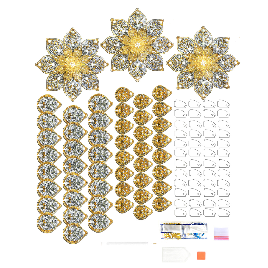 Golden Lotus Crystal Art 3D Candle Holder Kit