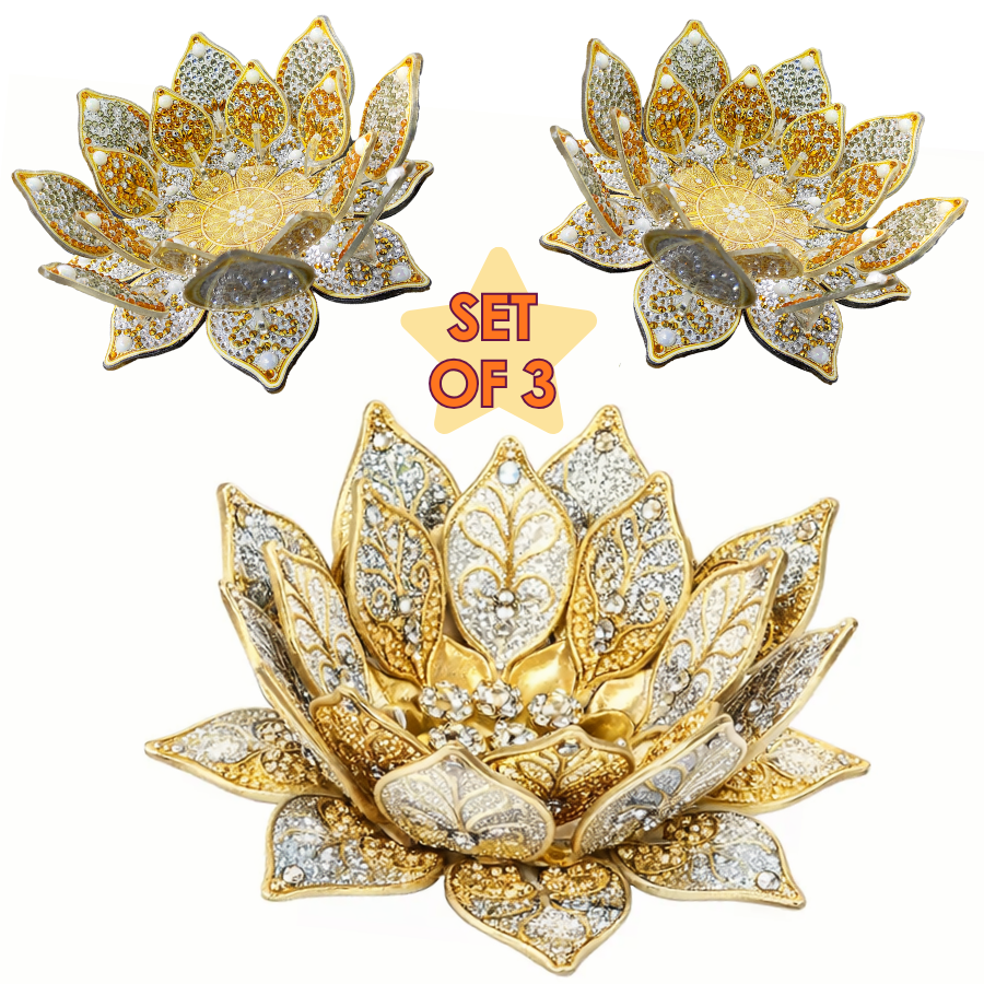 Golden Lotus Crystal Art 3D Candle Holder Kit