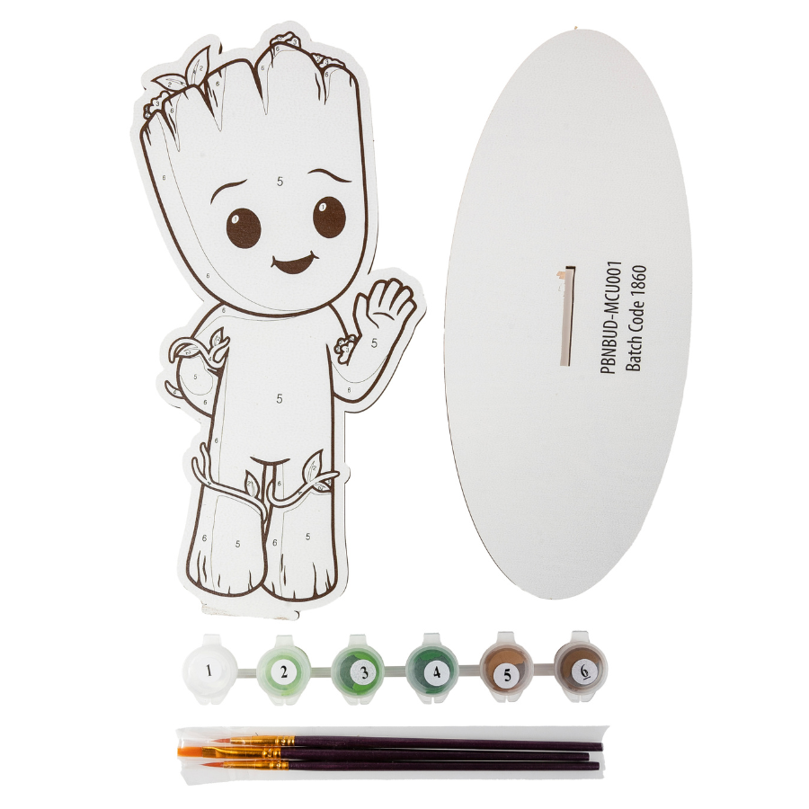 "Groot" MARVEL Paint By Numbers XL Buddies Kit Content