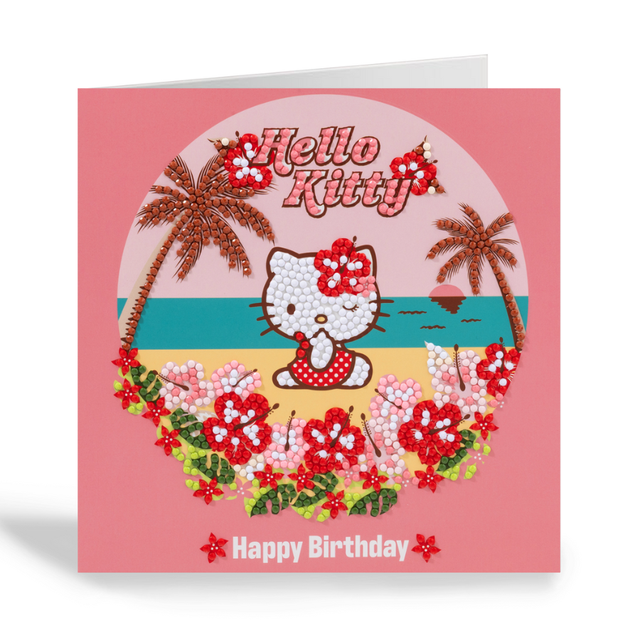 Happy Birthday Aloha Crystal Art Card 18x18cm Hello Kitty