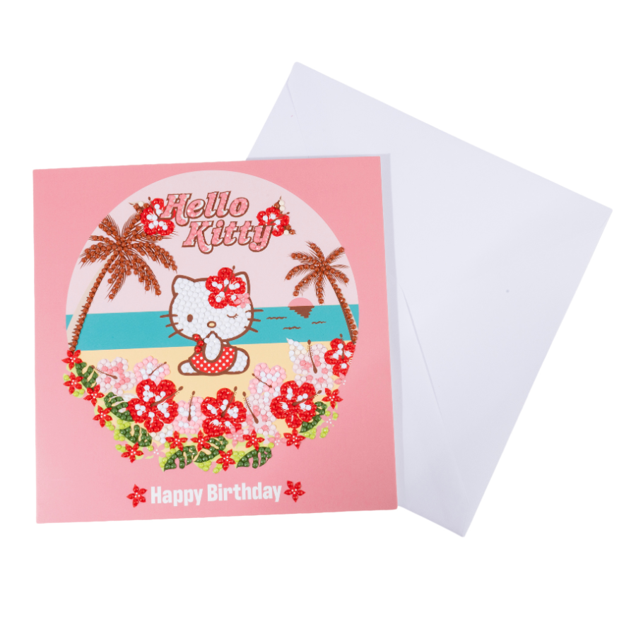 Happy Birthday Aloha Crystal Art Card 18x18cm Hello Kitty