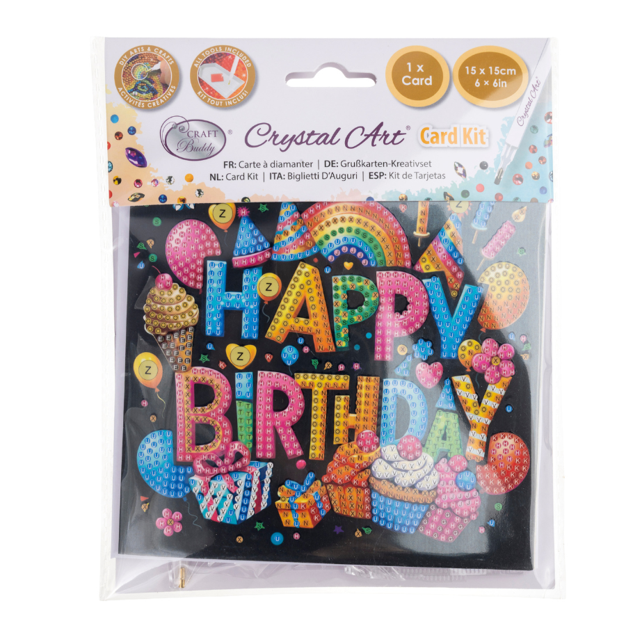 Happy Birthday Crystal Art Card Kit 15x15  1