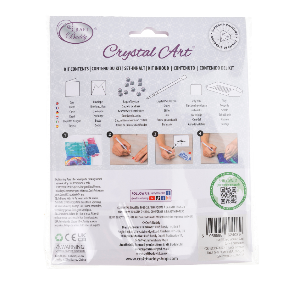 Happy Birthday Crystal Art Card Kit 15x15  7
