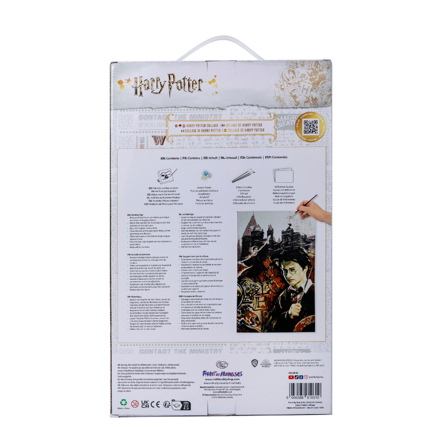 "Harry Potter Collage" Harry Potter Paint By Numb3rs Canvas Kit Back Packaging