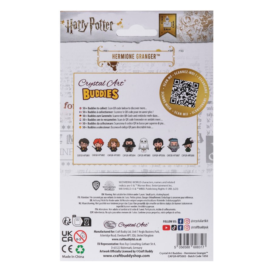 "Hermione Granger" Crystal Art Buddies Harry Potter Series 3 Back Packaging