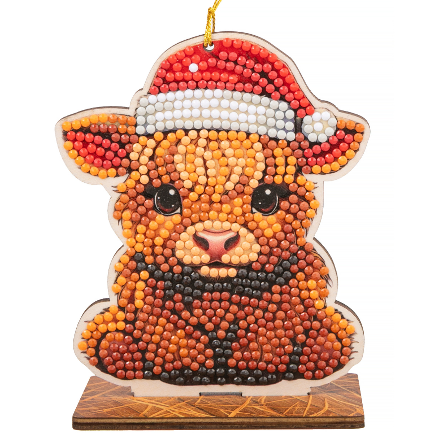 Highland Cow Crystal Art Hanging Buddies Decoration front2