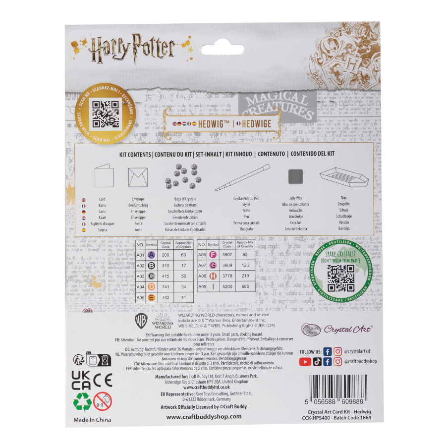 "Hogwarts & Hedwig" Harry Potter Crystal Art Card Back Packaging 