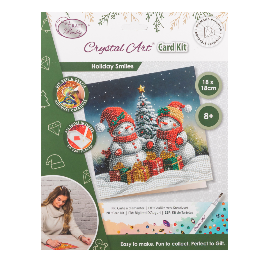 Holiday Smiles Crystal Art Card 18x18 pack