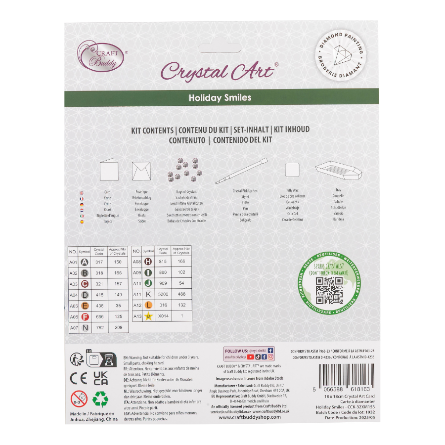 Holiday Smiles Crystal Art Card 18x18 packback