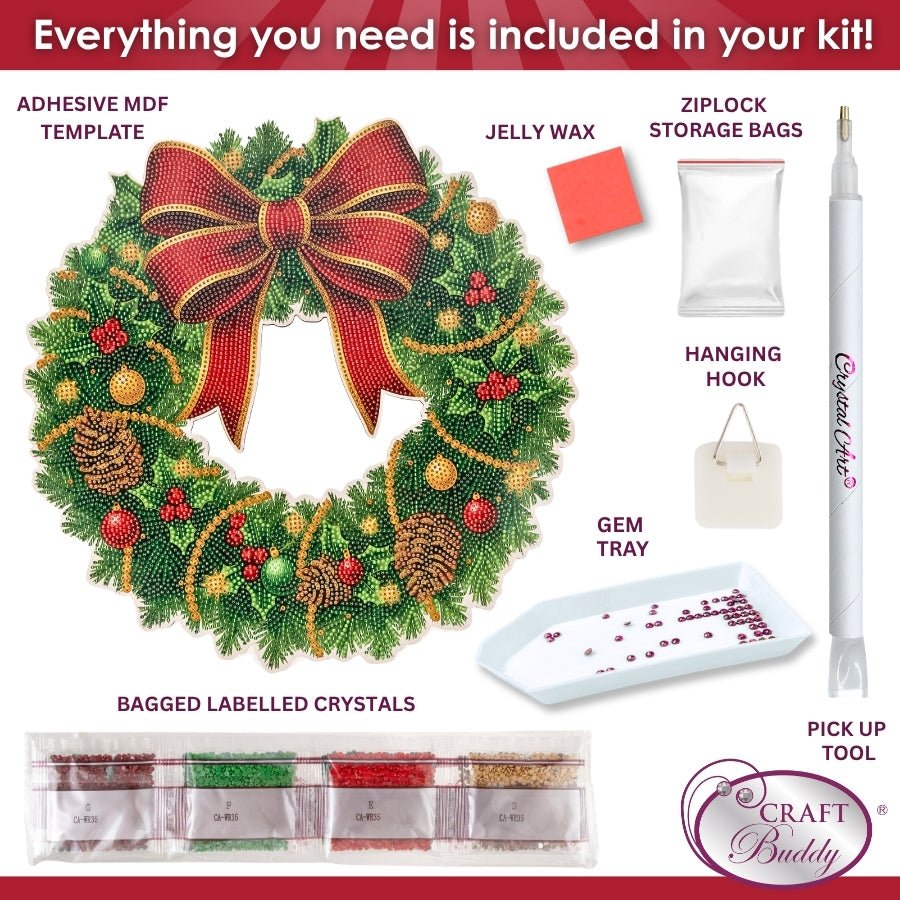 Holiday Spirit Crystal Art Wreath Kit