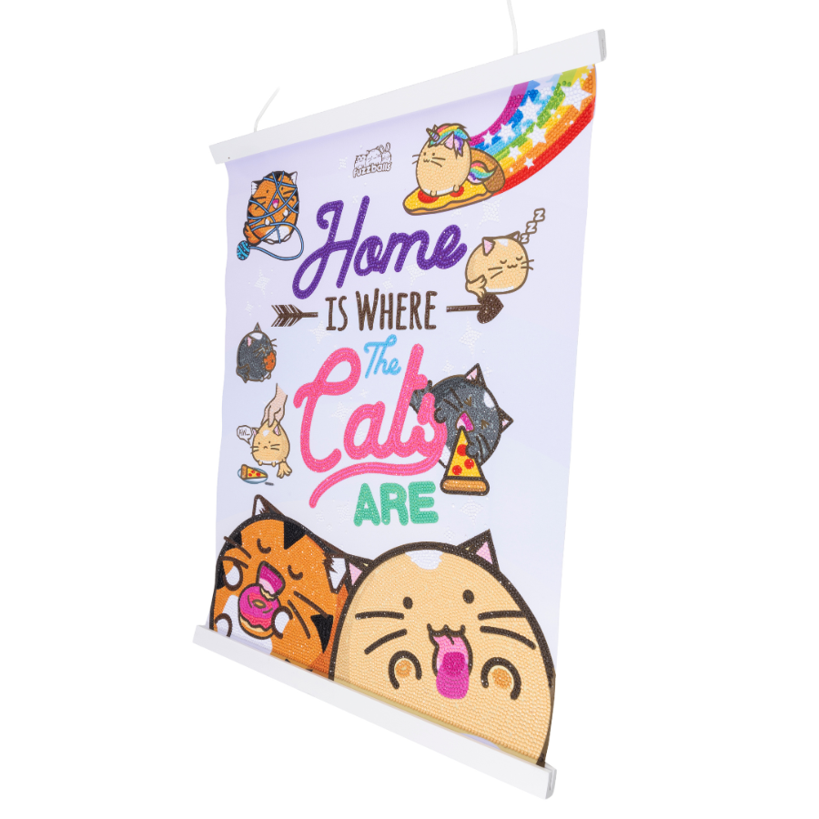 Home Is Where The Cats Are Crystal Art Scroll Kit 40x50cm Fuzzballs