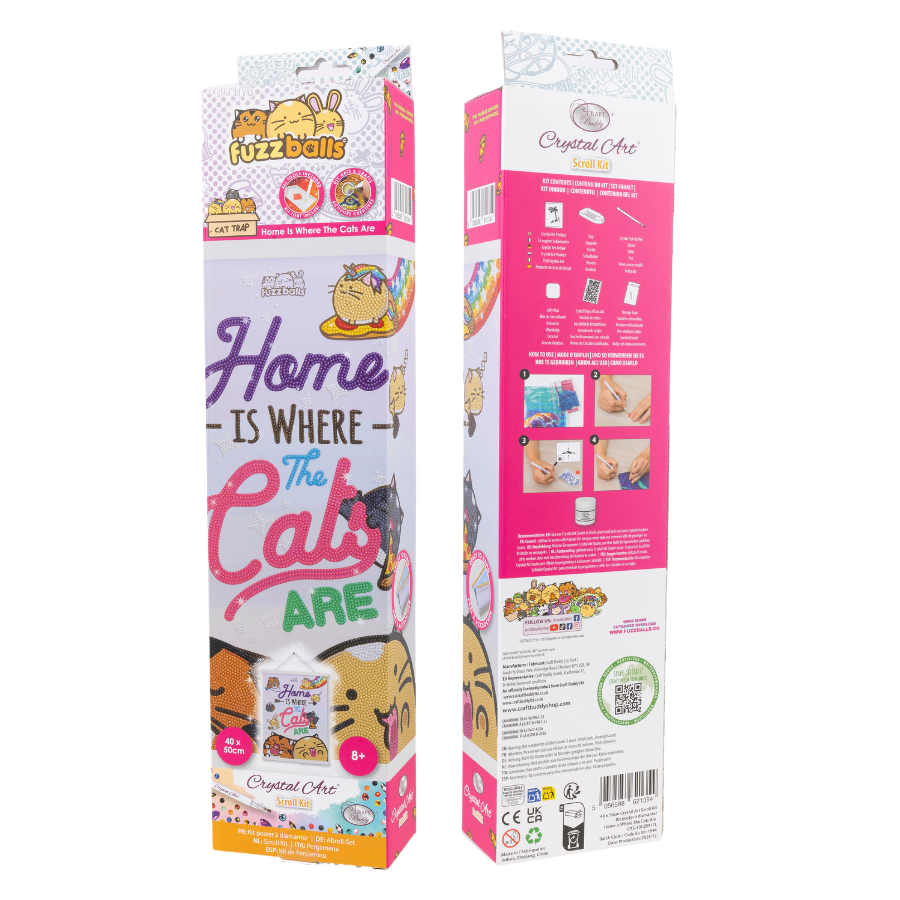 Home Is Where The Cats Are Crystal Art Scroll Kit 40x50cm Fuzzballs