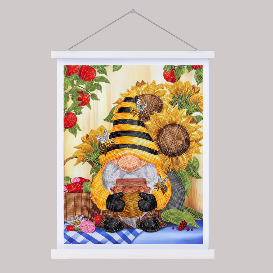 Honey Bee Gnome Crystal Art Scroll