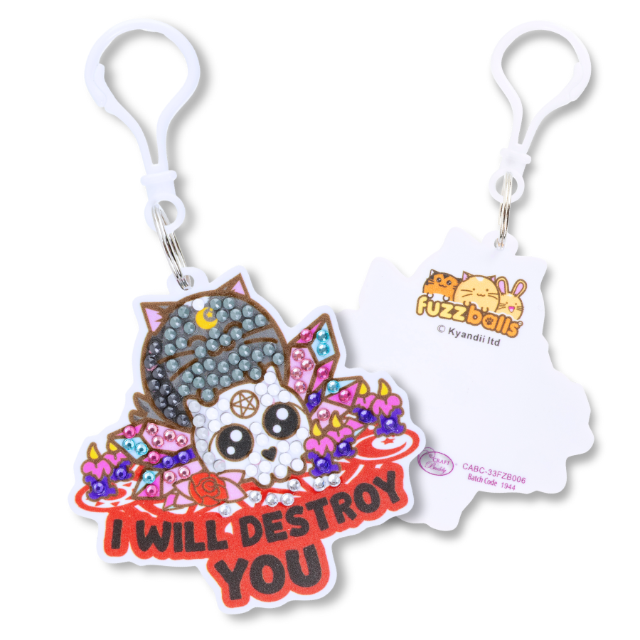 I Will Destroy You Crystal Art Bag Charm Kit Fuzzballs
