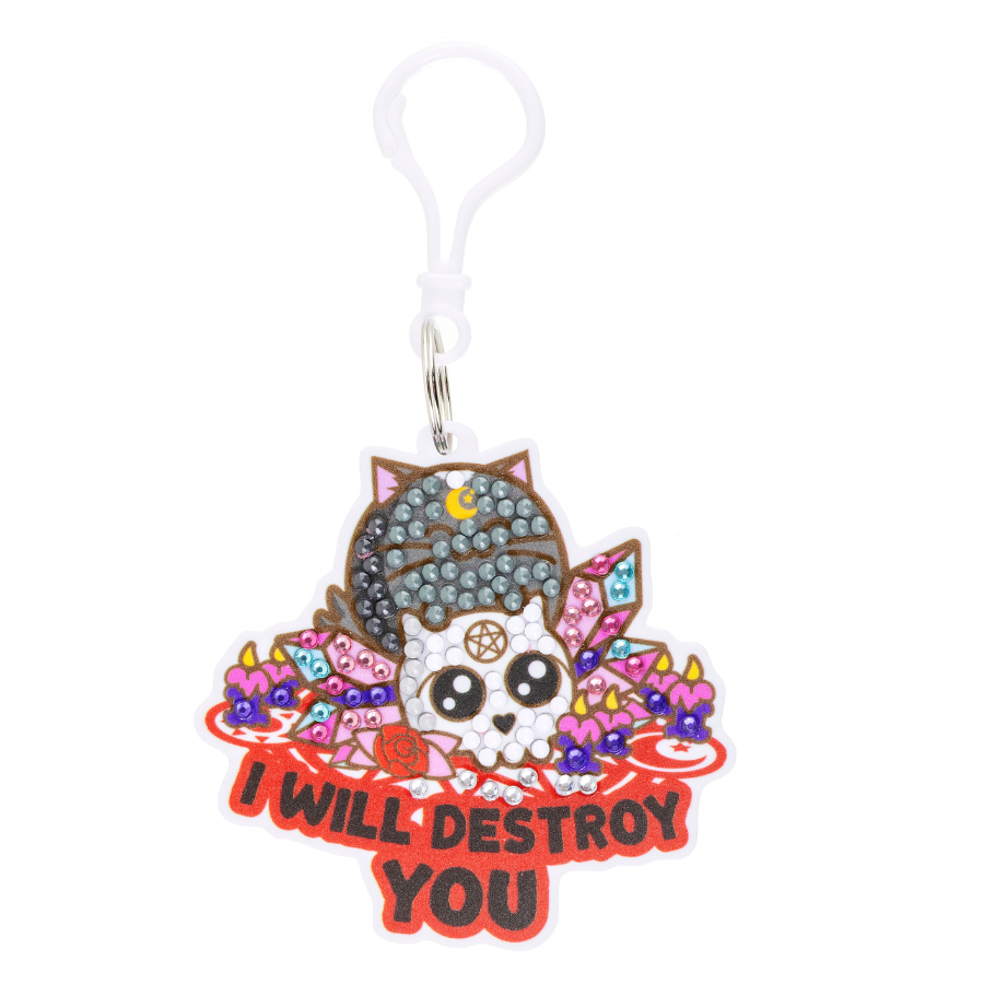 I Will Destroy You Crystal Art Bag Charm Kit Fuzzballs