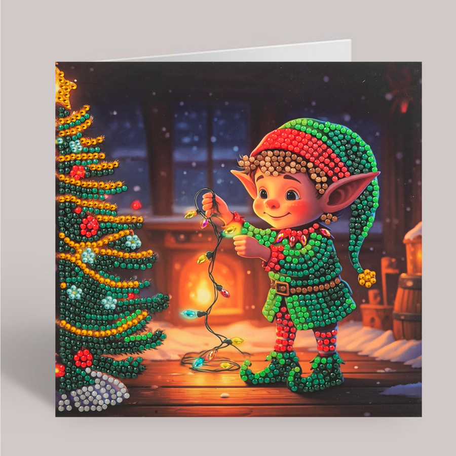 Jolly Elf Crystal Art Card 18x18 complete