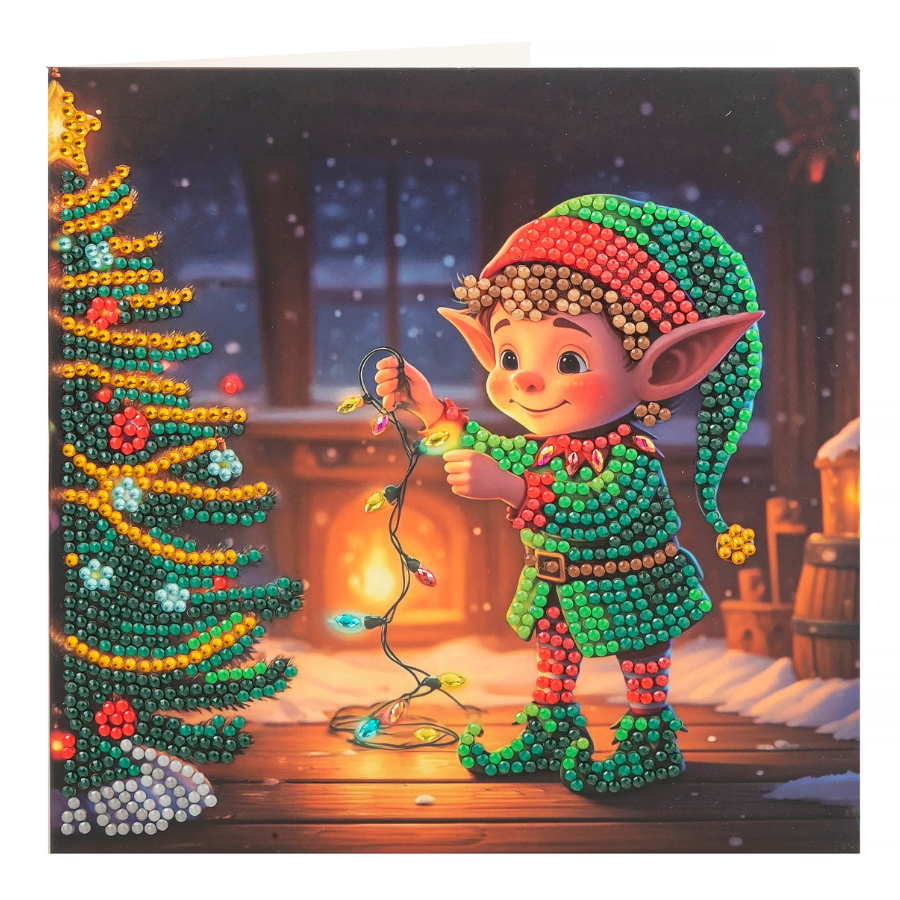 Jolly Elf Crystal Art Card 18x18 design