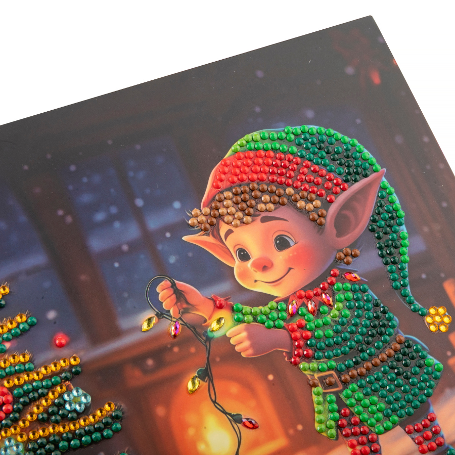 Jolly Elf Crystal Art Card 18x18 gems
