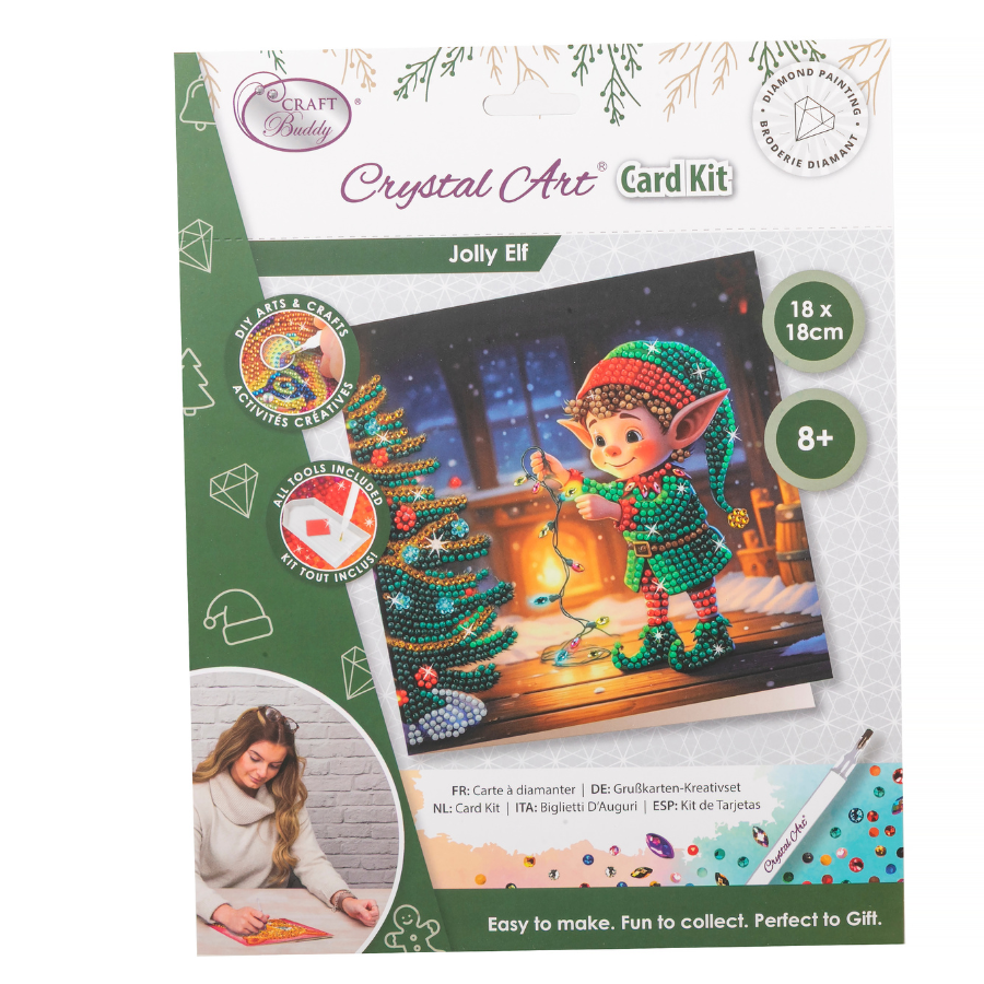 Jolly Elf Crystal Art Card 18x18 pack