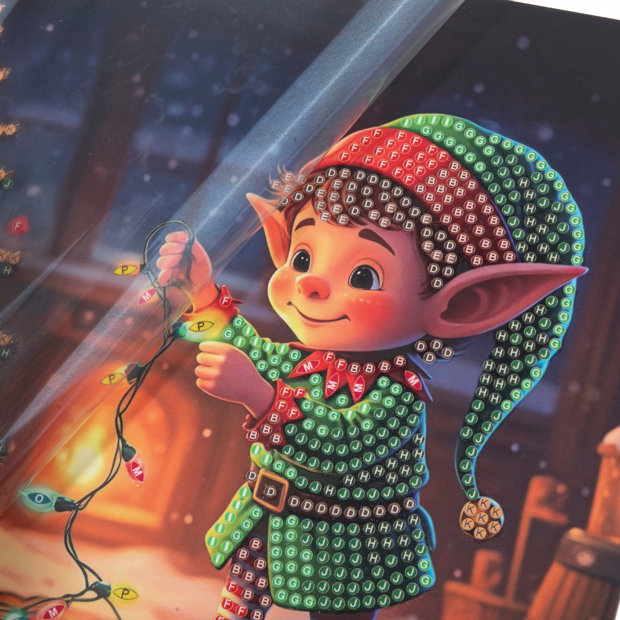 Jolly Elf Crystal Art Card 18x18 template
