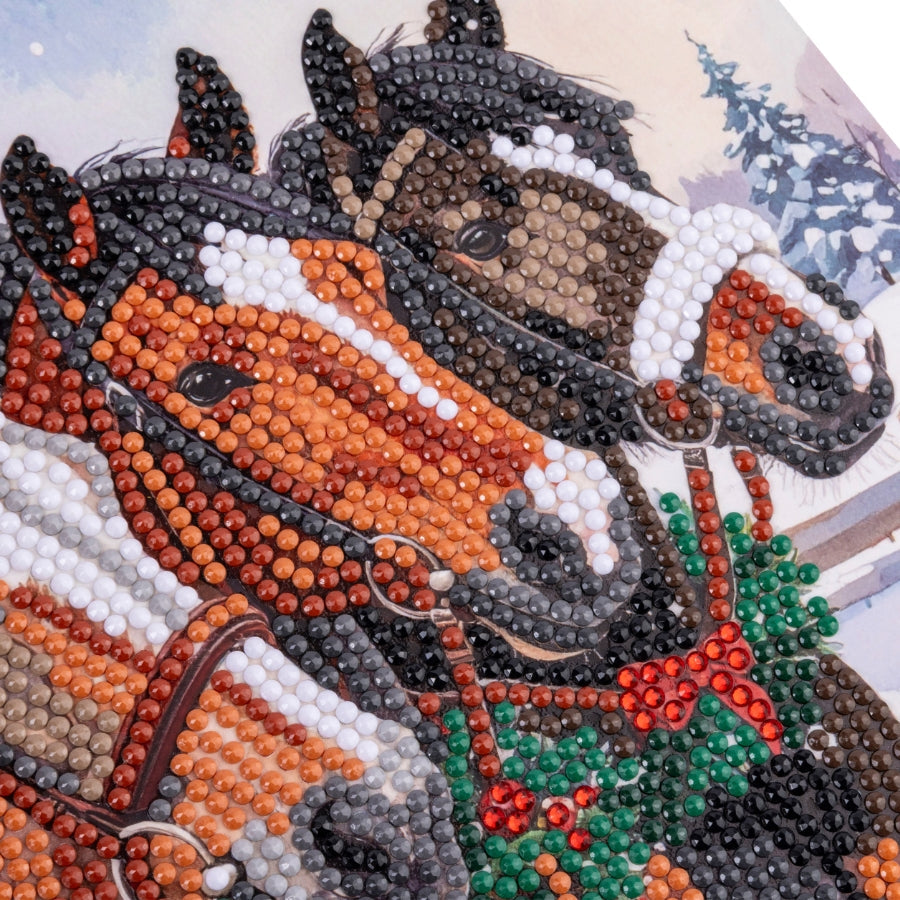 Jolly Horses Crystal Art Card Kit 18x18cm