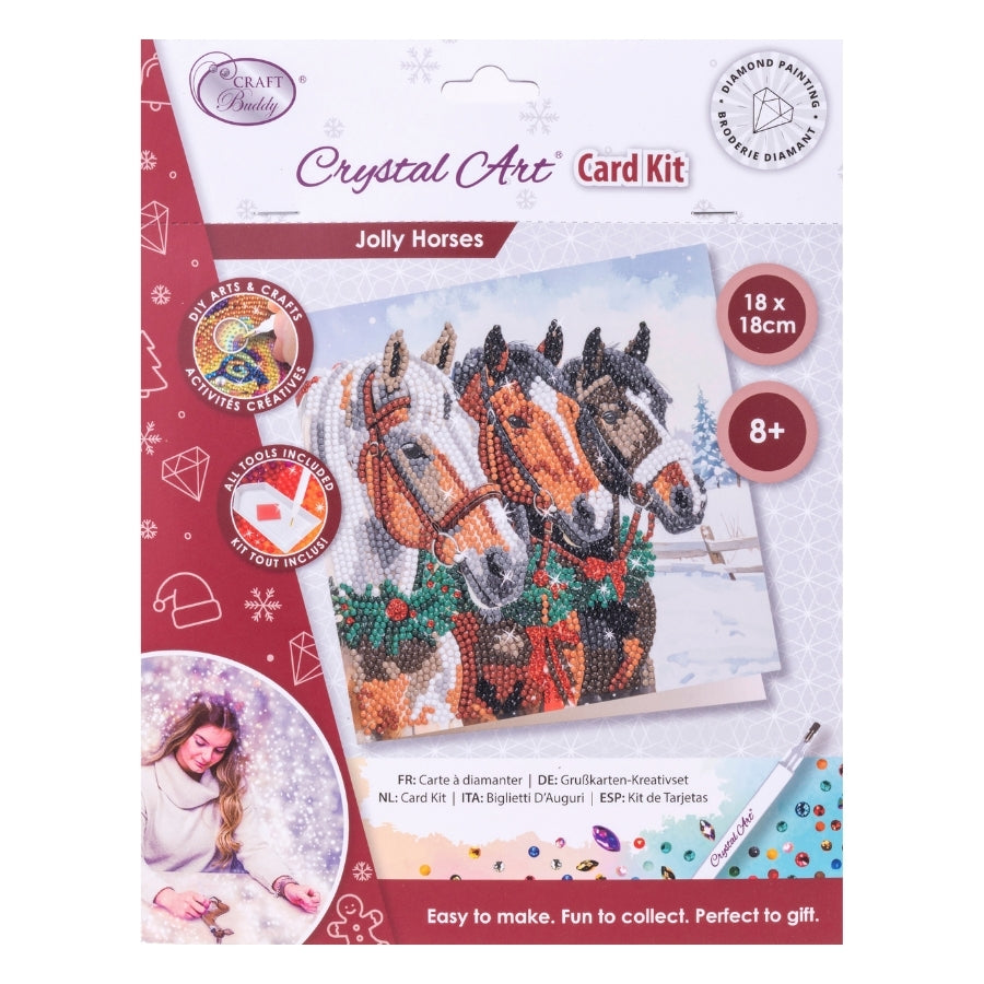 Jolly Horses Crystal Art Card Kit 18x18cm