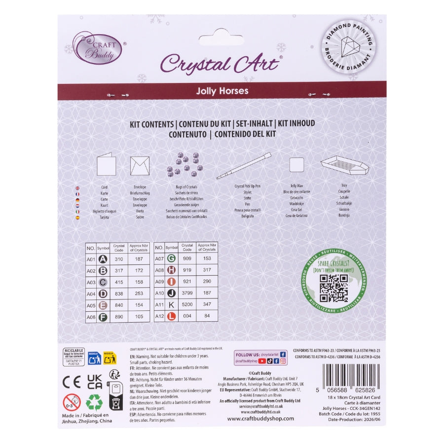 Jolly Horses Crystal Art Card Kit 18x18cm