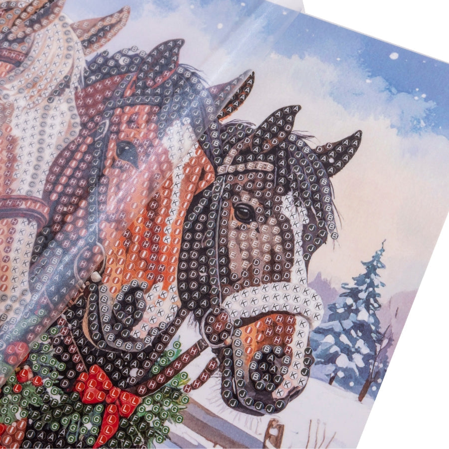 Jolly Horses Crystal Art Card Kit 18x18cm